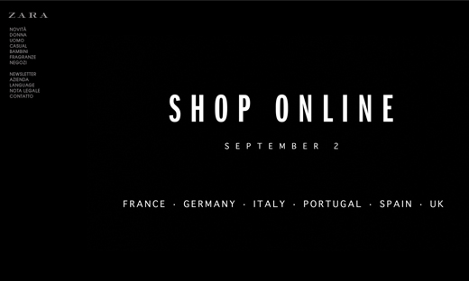 Zara: arriva lo shop online