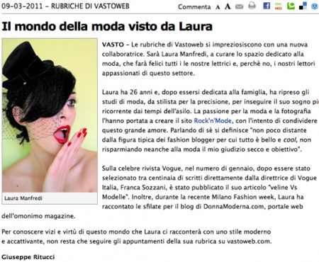 Nuova rubrica di moda su vastoweb