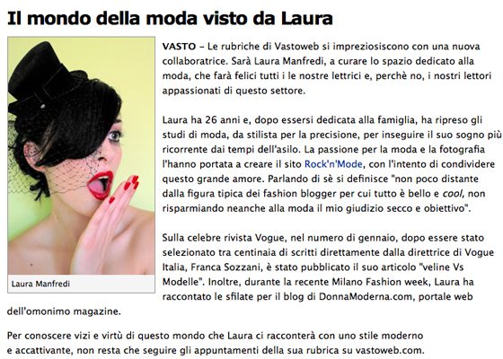 Nuova rubrica di moda su vastoweb