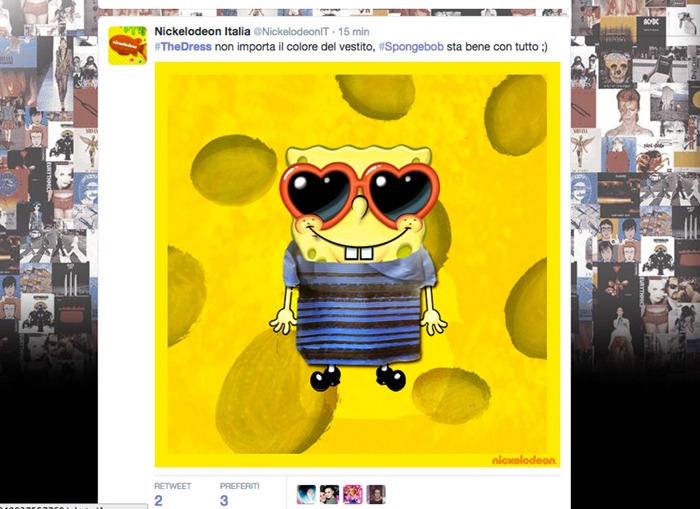 Nickelodeon, spongebob, #TheDress: i geni del marketing (e non solo) sempre sul pezzo, #thedress, brand #thedress, meme #thedress, white and gold, black and blue, #whiteandgold #blackandblue,