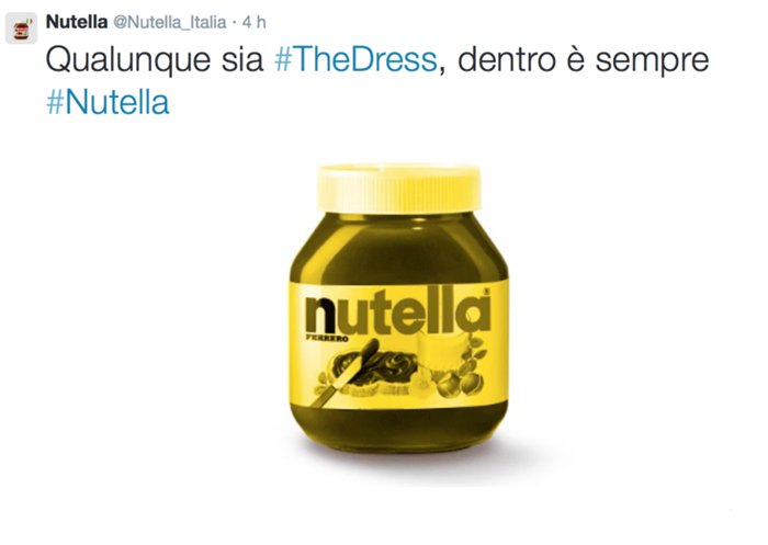 Nutella, #TheDress: i geni del marketing (e non solo) sempre sul pezzo, #thedress, brand #thedress, meme #thedress, white and gold, black and blue, #whiteandgold #blackandblue,